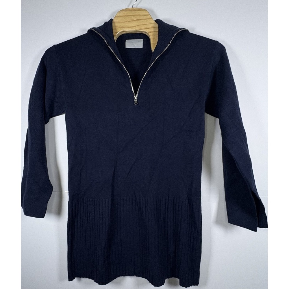 Modern Citizen Women's Navy Blue Milly Quarter-Zip Viscose Sweater Dress Sz‎ Med